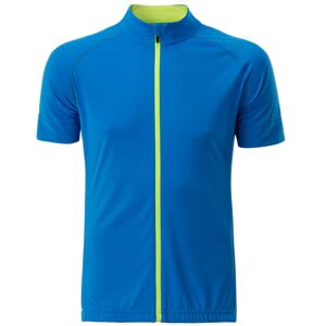 James & Nicholson Pánský cyklistický dres na zip JN516 - Jasně modrá / jasně žlutá | XXXL