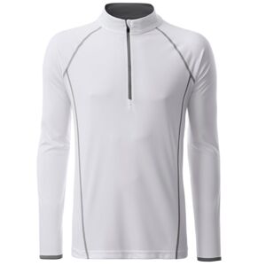 James & Nicholson Pánské funkční tričko s dlouhým rukávem JN498 - Bílá / stříbrná | M