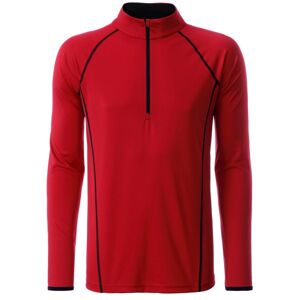 James & Nicholson Pánské funkční tričko s dlouhým rukávem JN498 - Červená / černá | XL