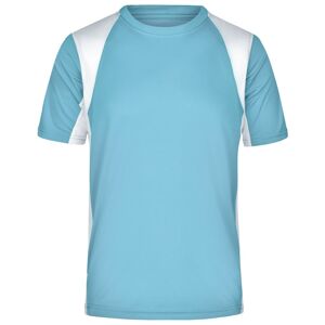 James & Nicholson Pánské sportovní tričko s krátkým rukávem JN306 - Ocean / bílá | XL