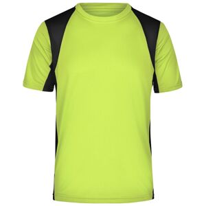 James & Nicholson Pánské sportovní tričko s krátkým rukávem JN306 - Fluorescenční žlutá / černá | XXL