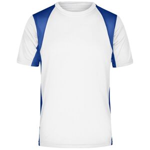 James & Nicholson Pánské sportovní tričko s krátkým rukávem JN306 - Bílá / královská modrá | XL