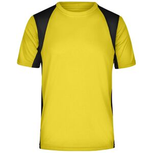 James & Nicholson Pánské sportovní tričko s krátkým rukávem JN306 - Žlutá / černá | M