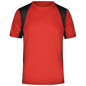 James & Nicholson Pánské sportovní tričko s krátkým rukávem JN306 - Červená / černá | XXXL