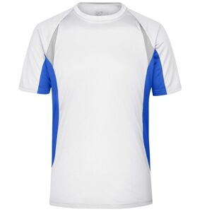 James & Nicholson Pánské funkční tričko s krátkým rukávem JN391 - Bílá / královská modrá | L