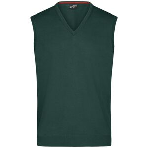 James & Nicholson Pánský svetr bez rukávů JN657 - Lesní zelená | XXL