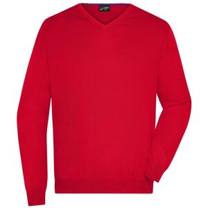 James & Nicholson Pánský bavlněný svetr JN659 - Červená | XXL