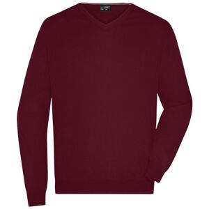 James & Nicholson Pánský bavlněný svetr JN659 - Bordeaux | XL