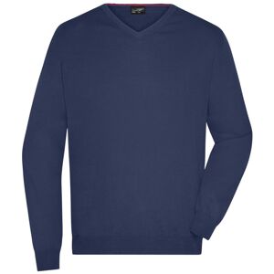 James & Nicholson Pánský bavlněný svetr JN659 - Tmavě modrá | XL