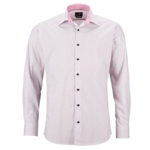 James & Nicholson Pánská luxusní košile Diamonds JN670 - Bílá / červená | XXL