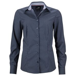 James & Nicholson Dámská luxusní košile Dots JN673 - Tmavě modrá / bílá | XXL