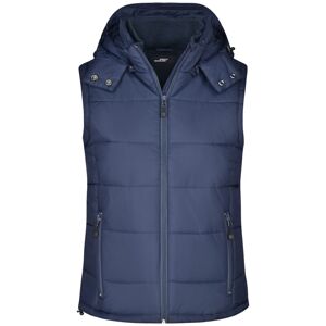 James & Nicholson Dámská zimní vesta s kapucí JN1005 - Tmavě modrá | XL