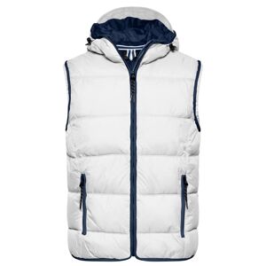 James & Nicholson Pánská vesta s kapucí JN1076 - Bílá / tmavě modrá | XL