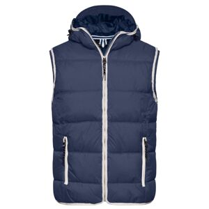 James & Nicholson Pánská vesta s kapucí JN1076 - Tmavě modrá / bílá | XL
