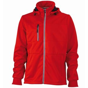 James & Nicholson Pánská sportovní softshellová bunda JN1078 - Červená / tmavě modrá / bílá | L