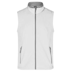 James & Nicholson Pánská softshellová vesta JN1128 - Bílá / bílá | XL