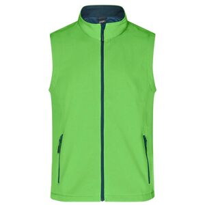 James & Nicholson Pánská softshellová vesta JN1128 - Zelená / tmavě modrá | XXXL