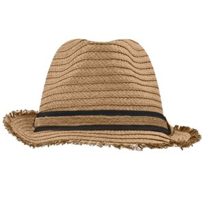Myrtle Beach Letní slaměný klobouk MB6703 - Karamel / černá | L/XL