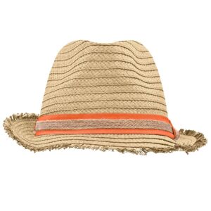 Myrtle Beach Letní slaměný klobouk MB6703 - Slámová / oranžová | S/M
