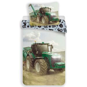 Jerry Fabrics Povlečení Traktor - Bílá / zelená | 140 x 200 cm / 70 x 90 cm