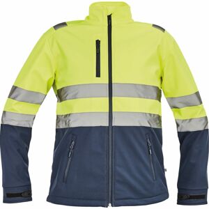 Cerva Pánská reflexní softshellová bunda GRANADA - Žlutá / tmavě modrá | XL