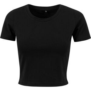 Build Your Brand Dámské crop top tričko s krátkým rukávem - Černá | XXXXL