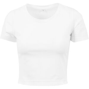 Build Your Brand Dámské crop top tričko s krátkým rukávem - Bílá | XL