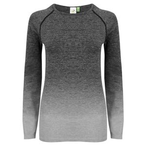 Tombo Dámské sportovní melírované tričko s dlouhým rukávem - Tmavě šedá / světle šedá | L/XL