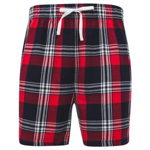 SF (Skinnifit) Pánské flanelové pyžamové kraťasy - Červená / tmavě modrá | XL