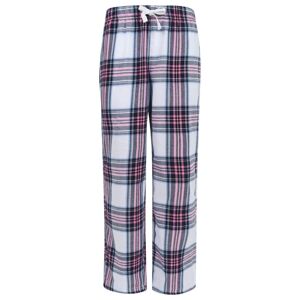 SF (Skinnifit) Dětské flanelové pyžamové kalhoty - Bílá / růžová | 11-12 let