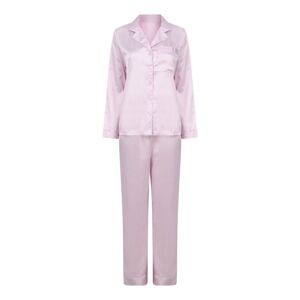 Towel City Dámské saténové pyžamo dlouhé - Světle růžová | XS/S