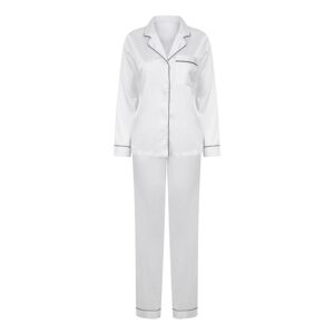 Towel City Dámské saténové pyžamo dlouhé - Bílá | XS/S