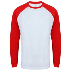 SF (Skinnifit) Pánské dvoubarevné tričko s dlouhým rukávem - Bílá / červená | XXL