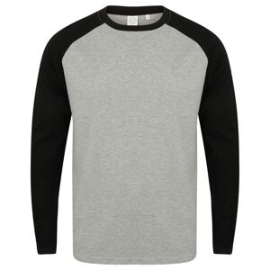 SF (Skinnifit) Pánské dvoubarevné tričko s dlouhým rukávem - Šedý melír / černá | XL