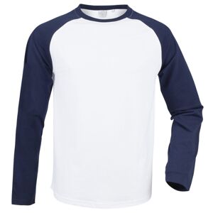 SF (Skinnifit) Pánské dvoubarevné tričko s dlouhým rukávem - Bílá / tmavě modrá | XS