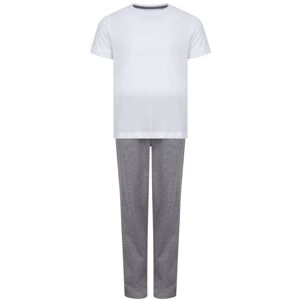Towel City Dětské dlouhé bavlněné pyžamo v setu - Bíla / šedý melír | 5-6 let