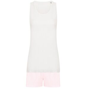 Towel City Dámské krátké pyžamo v setu - Bílá / růžová | XXXL