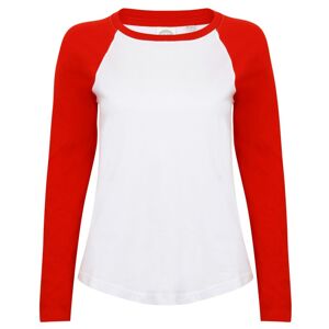 SF (Skinnifit) Dámské dvoubarevné tričko s dlouhým rukávem - Bílá / červená | L