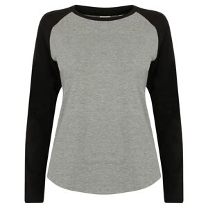 SF (Skinnifit) Dámské dvoubarevné tričko s dlouhým rukávem - Šedý melír / černá | M