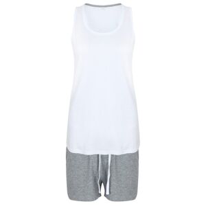 Towel City Dámské krátké pyžamo v setu - Bíla / šedý melír | XS