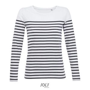 SOL'S Dámské pruhované tričko s dlouhým rukávem Matelot - Bílá / tmavě modrá | XL