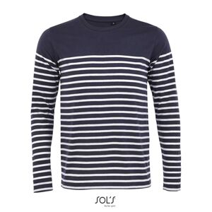 SOL'S Pánské pruhované tričko s dlouhým rukávem Matelot - Tmavě modrá / bílá | S