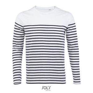 SOL'S Pánské pruhované tričko s dlouhým rukávem Matelot - Bílá / tmavě modrá | XXXL