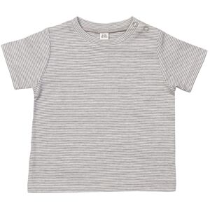 Babybugz Pruhované kojenecké tričko - Bíla / šedý melír | 6-12 měsíců