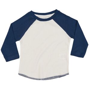 Babybugz Dvoubarevné kojenecké tričko s dlouhým rukávem - Bílá / tmavě modrá | 6-12 měsíců