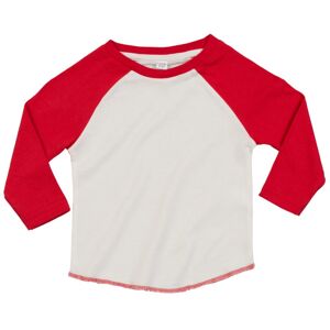 Babybugz Dvoubarevné kojenecké tričko s dlouhým rukávem - Bílá / červená | 6-12 měsíců