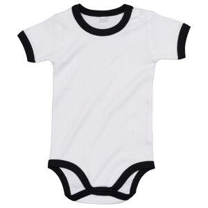 Babybugz Dvoubarevné dětské body s krátkým rukávem - Bílá / černá | 12-18 měsíců