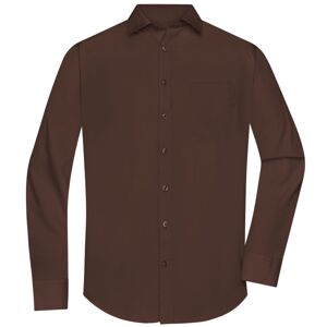 James & Nicholson Pánská košile s dlouhým rukávem JN678 - Hnědá | XXL