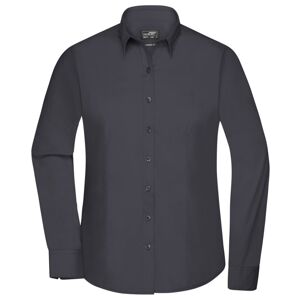 James & Nicholson Dámská košile s dlouhým rukávem JN677 - Tmavě šedá | XXL