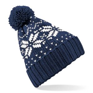 Beechfield Zimní čepice s norským vzorem Fair Isle Snowstar - Tmavě modrá / bílá